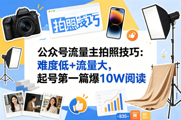 公众号流量主之拍照技巧赛道，难度低+流量大，起号第一篇就爆了10w阅读-卡益网激活码商城