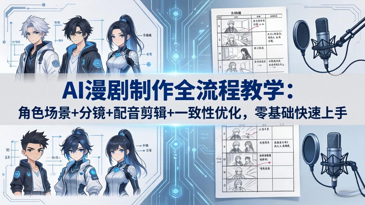AI漫剧制作全流程教学：角色场景+分镜+配音剪辑+一致性优化，零基础快速上手-卡益网激活码商城