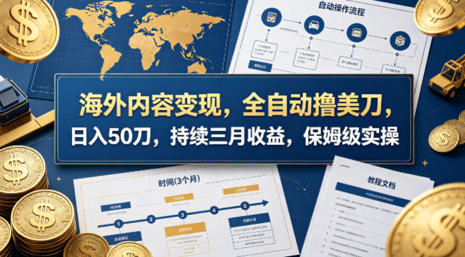 海外内容变现，全自动撸美刀，日入50刀，持续三月收益，保姆级实操【揭秘】-卡益网激活码商城