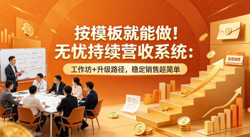 按模板就能做！无忧持续营收系统：工作坊+升级路径，稳定销售超简单【原创双语字幕】-卡益网激活码商城