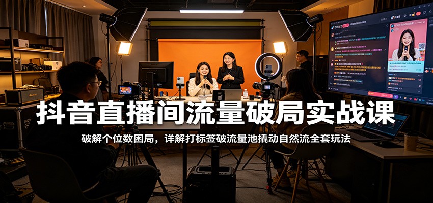 抖音直播间流量破局实战课：破解个位数困局，详解打标签破流量池撬动自然流全套玩法-卡益网激活码商城