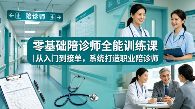 零基础陪诊师全能训练课｜从入门到接单，系统打造职业陪诊师-卡益网激活码商城