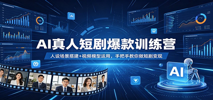 AI真人短剧爆款训练营：人设场景搭建+视频模型运用，手把手教你做短剧变现-卡益网激活码商城