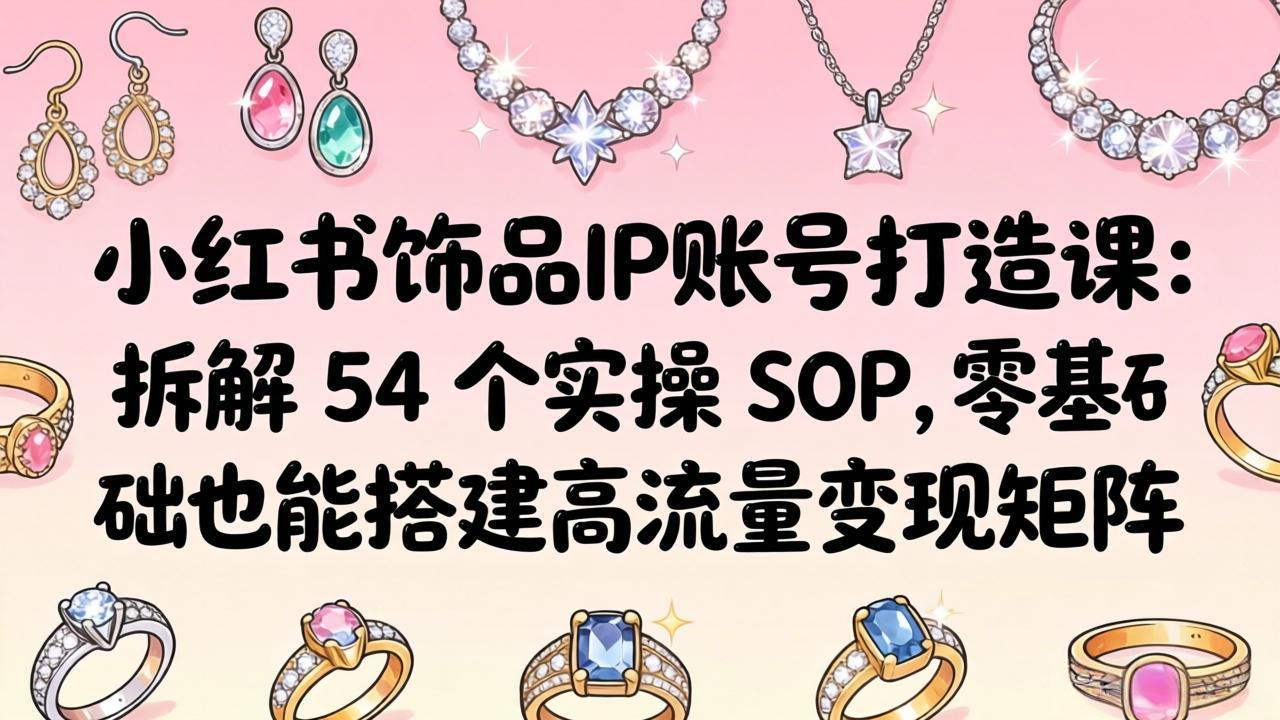 小红书饰品IP账号打造课：拆解 54 个实操 SOP，零基础也能搭建高流量变现矩阵-卡益网激活码商城
