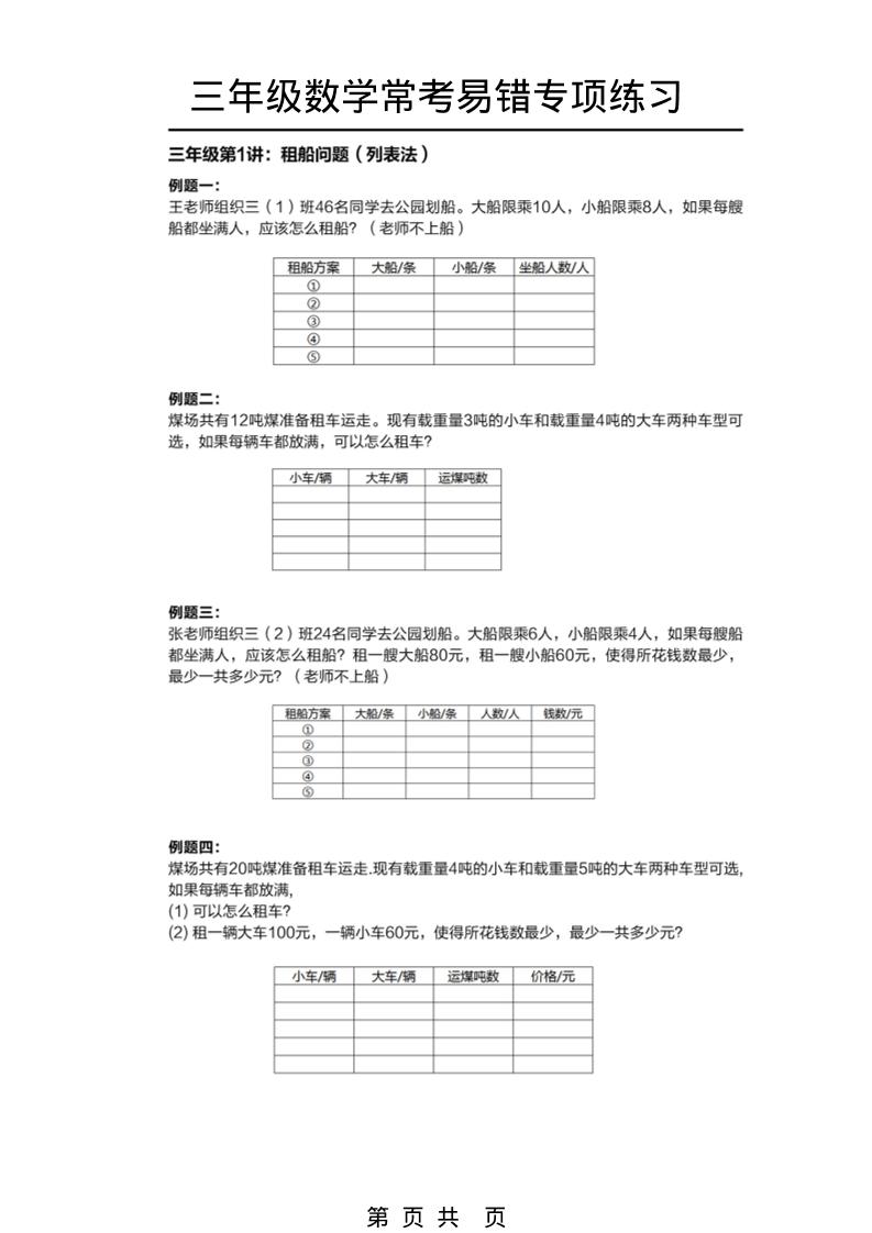 三年级下数学常考易错题专项练习-卡益网激活码商城