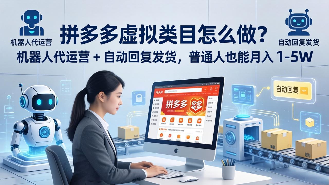 拼多多虚拟类目怎么做？机器人代运营 + 自动回复发货，普通人也能月入 1-5W-卡益网激活码商城