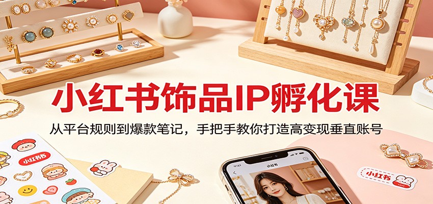 小红书饰品IP孵化课：从平台规则到爆款笔记，手把手教你打造高变现垂直账号-卡益网激活码商城