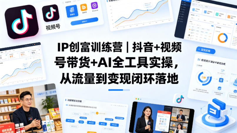 IP创富训练营｜抖音+视频号带货+AI全工具实操，从流量到变现闭环落地-卡益网激活码商城