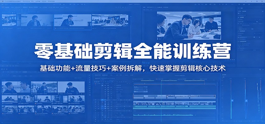 零基础剪辑全能训练营：基础功能+流量技巧+案例拆解，快速掌握剪辑核心技术-卡益网激活码商城