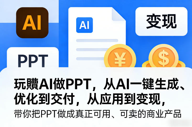 玩賺AI做PPT，从AI一键生成、优化到交付，从应用到变现，带你把PPT做成真正可用、可卖的商业产品(更新0421)-卡益网激活码商城