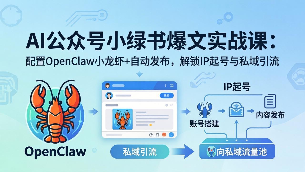 AI公众号小绿书变现实战课：小绿书爆文写作+OpenClaw自动发布，解锁IP起号与私域引流-卡益网激活码商城