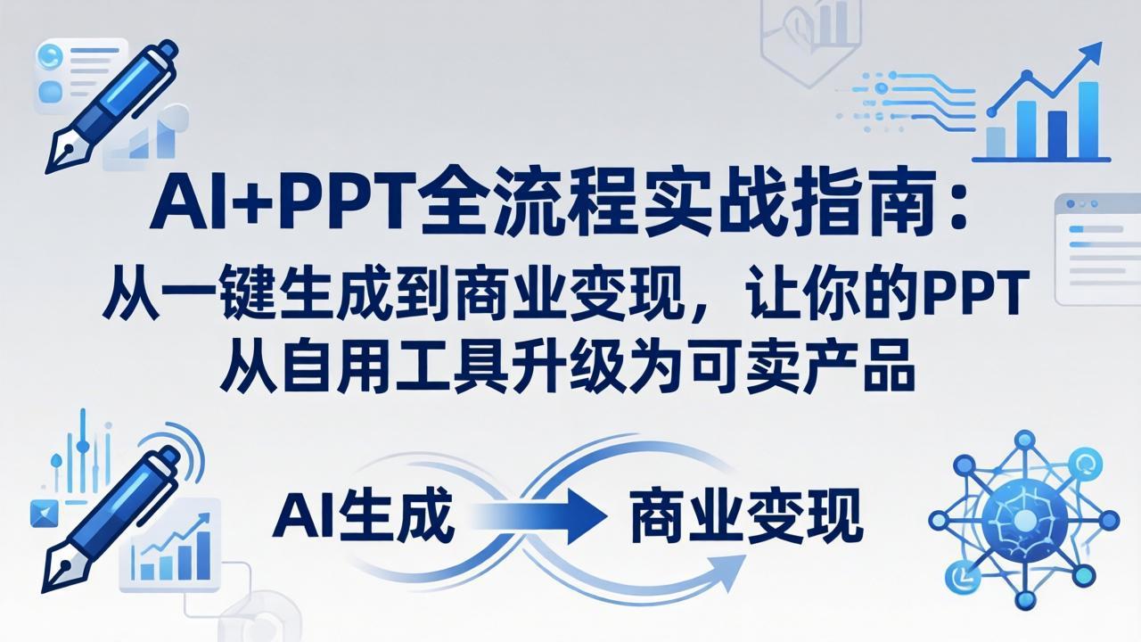 AI+PPT全流程实战指南-更新4月21：从一键生成到商业变现，让你的PPT从自用工具升级为可卖产品-卡益网激活码商城