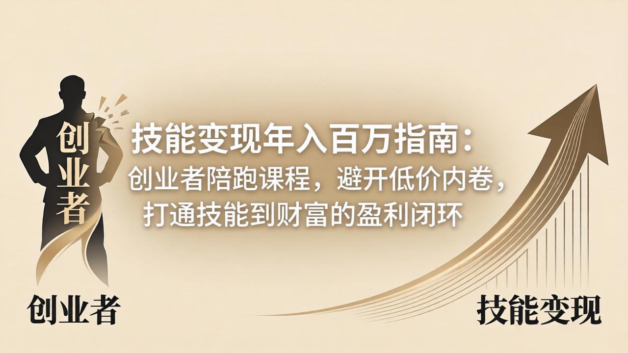 技能变现年入百万指南：创业者陪跑课程，避开低价内卷，打通技能到财富的盈利闭环-卡益网激活码商城