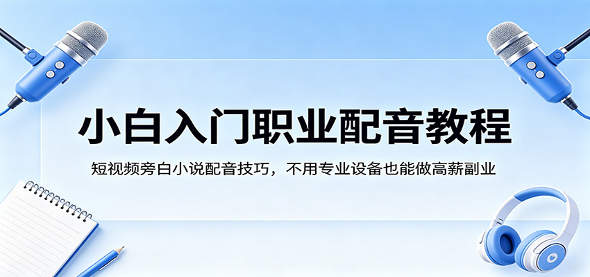 小白入门职业配音教程，短视频旁白小说配音技巧，不用专业设备也能做高薪副业-卡益网激活码商城
