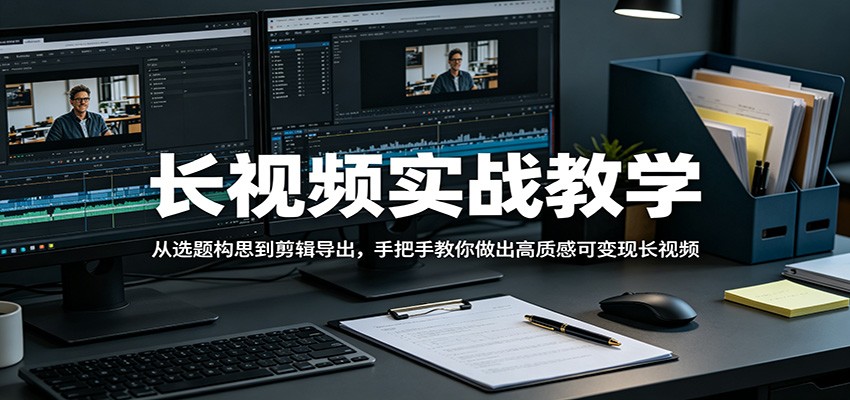 长视频实战教学，从选题构思到剪辑导出，手把手教你做出高质感可变现长视频-卡益网激活码商城