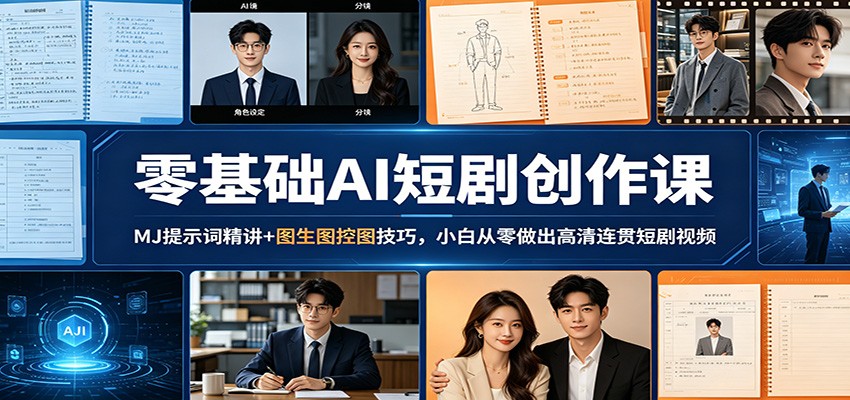 零基础AI短剧创作课：MJ提示词精讲+图生图控图技巧，小白从零做出高清连贯短剧视频-卡益网激活码商城