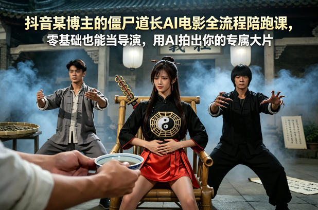 抖音某博主的僵尸道长AI电影全流程陪跑课，零基础也能当导演，用AI拍出你的专属大片-卡益网激活码商城