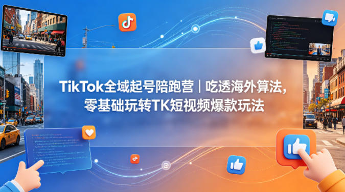 TikTok全域起号陪跑营｜吃透海外算法，零基础玩转TK短视频爆款玩法-卡益网激活码商城