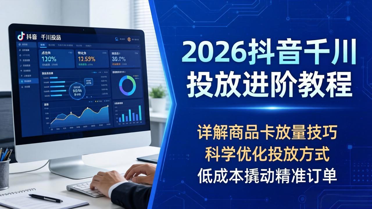 2026抖音千川投放进阶教程，详解商品卡放量技巧，科学优化投放方式，低成本撬动精准订单-卡益网激活码商城