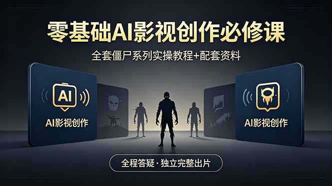 零基础AI影视创作必修课，全套僵尸系列实操教程加配套资料，全程答疑带你独立完整出片-卡益网激活码商城