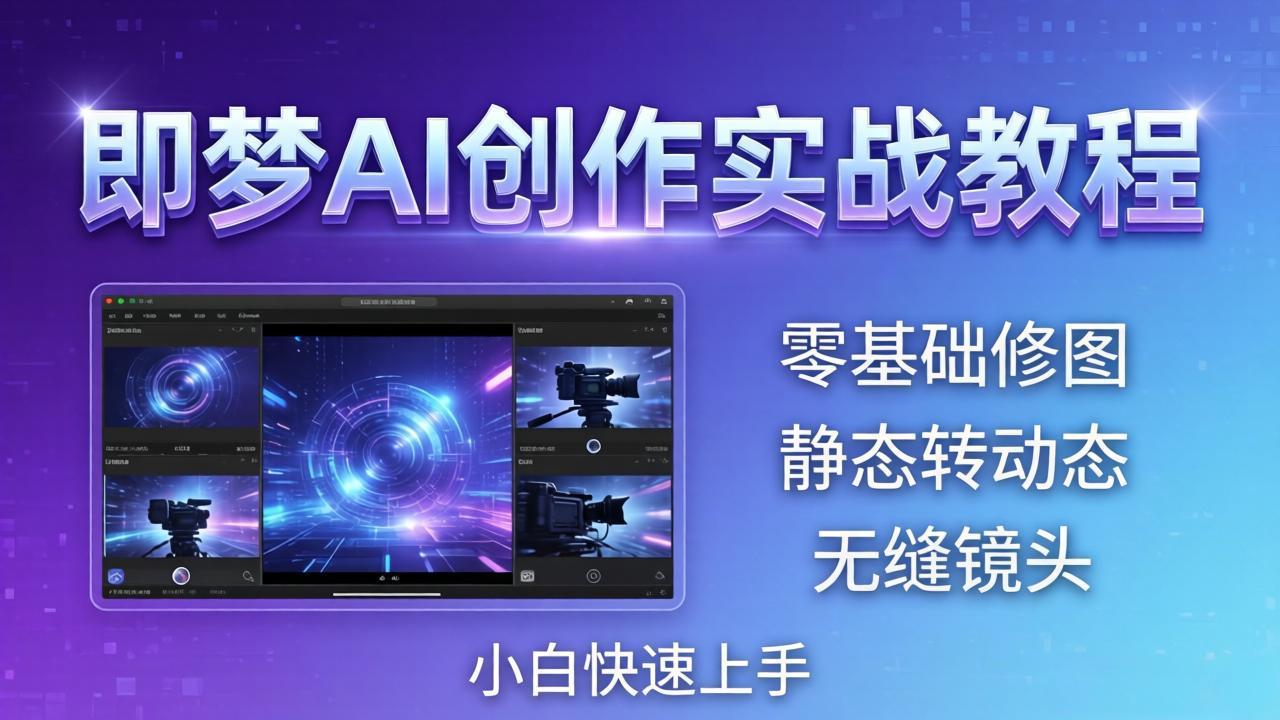 即梦AI创作实战教程，从零基础修图到AI导演，实战教学静态转动态+无缝镜头，小白快速上手-卡益网激活码商城