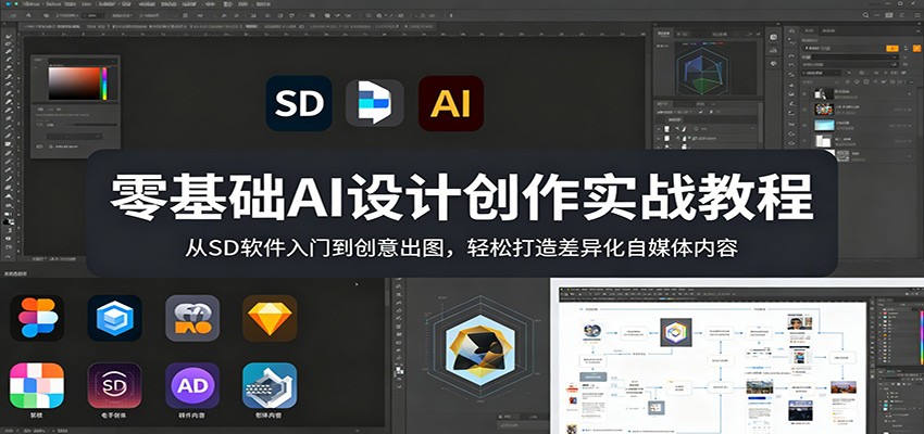 零基础AI设计创作实战教程：从SD软件入门到创意出图，轻松打造差异化自媒体内容-卡益网激活码商城
