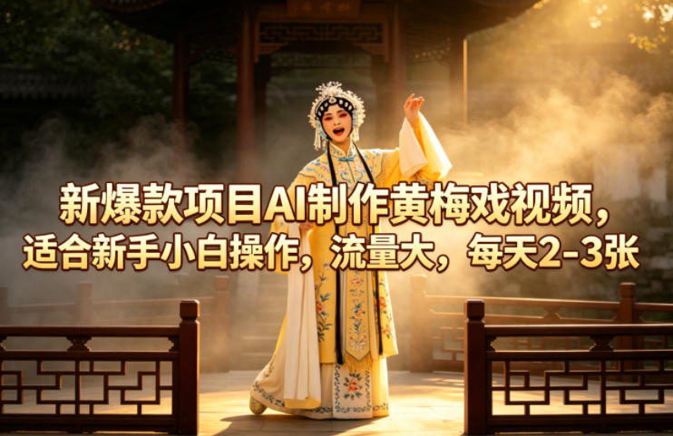 新爆款项目AI制作黄梅戏视频，适合新手小白操作，流量大，每天2-3张-卡益网激活码商城