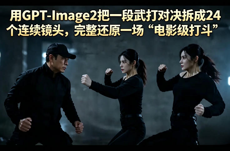 用GPT-Image2把一段武打对决拆成24个连续镜头，完整还原一场“电影级打斗”-卡益网激活码商城