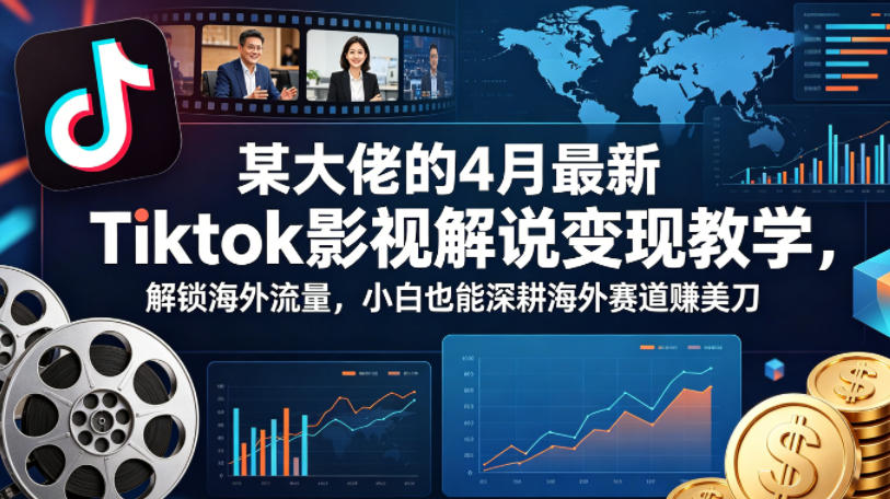 某大佬的4月最新Tiktok影视解说变现教学，解锁海外流量，小白也能深耕海外赛道賺美刀-卡益网激活码商城