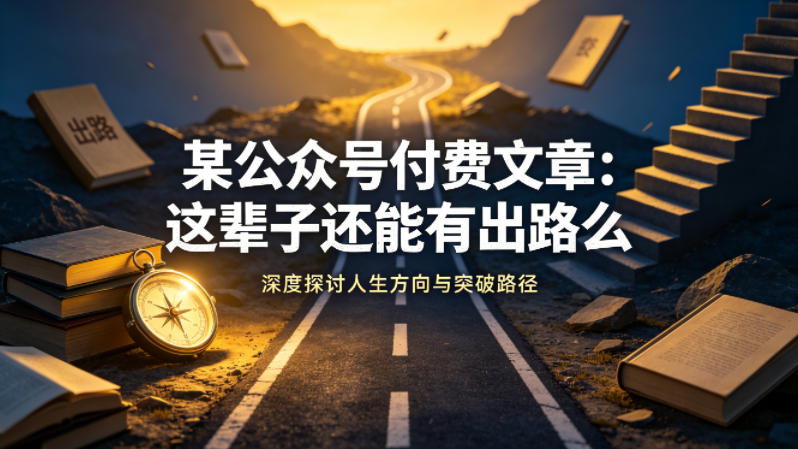 某公众号付费文章：这辈子还能有出路么-卡益网激活码商城