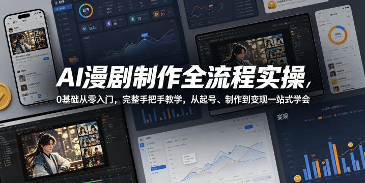 AI漫剧制作全流程实操，0基础从零入门，完整手把手教学，从起号、制作到变现一站式学会-卡益网激活码商城