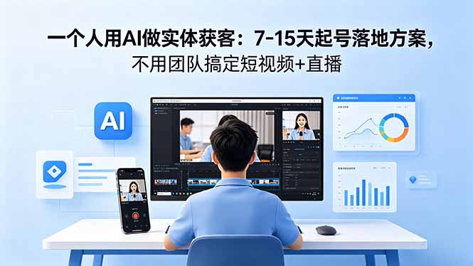 一个人用AI做实体获客：7-15天起号落地方案，不用团队搞定短视频+直播-卡益网激活码商城
