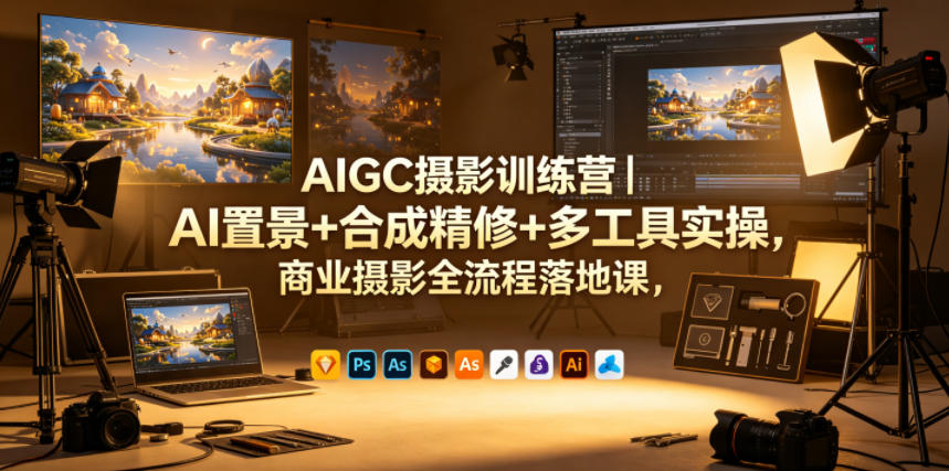AIGC摄影训练营｜AI置景+合成精修+多工具实操，商业摄影全流程落地课-卡益网激活码商城