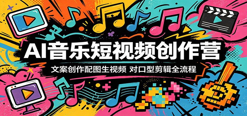 AI音乐短视频创作营：文案创作配图生视频，对口型剪辑全流程-卡益网激活码商城