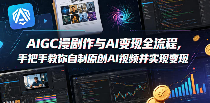 AIGC漫剧创作与AI变现全流程，手把手教你自制原创AI视频并实现变现-卡益网激活码商城