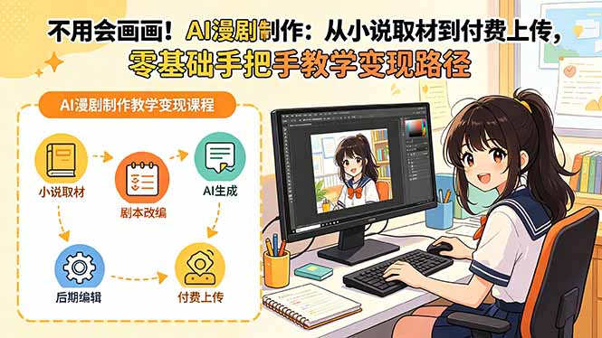 不用会画画！AI漫剧制作：从小说取材到付费上传，零基础手把手教学变现路径-卡益网激活码商城