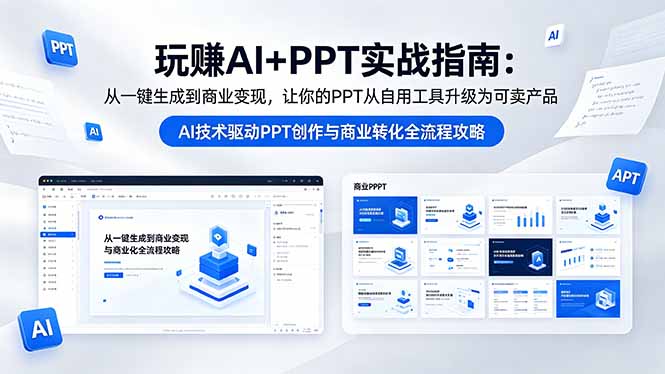 玩赚AI+PPT实战指南-更新5月13：从一键生成到商业变现，让你的PPT从自用工具升级为可卖产品-卡益网激活码商城