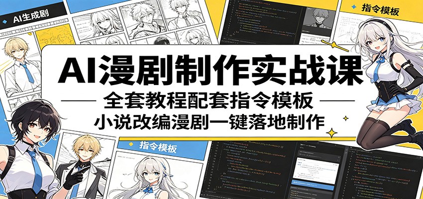 AI漫剧制作实战课：全套教程配套指令模板，小说改编漫剧一键落地制作-卡益网激活码商城