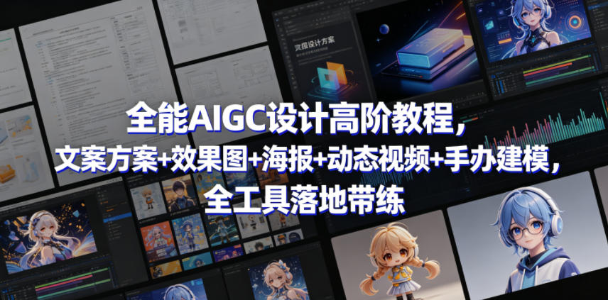 全能AIGC设计高阶教程，文案方案+效果图+海报+动态视频+手办建模，全工具落地带练-卡益网激活码商城
