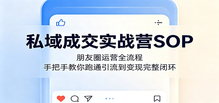 私域成交实战营SOP:朋友圈运营全流程,手把手教你跑通引流到变现完整闭环-卡益网激活码商城