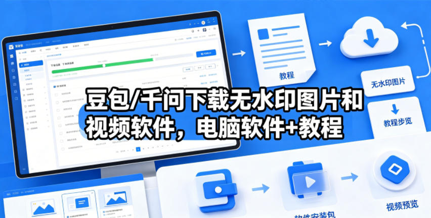 豆包/千问下载无水印图片和视频软件，电脑软件+教程-卡益网激活码商城