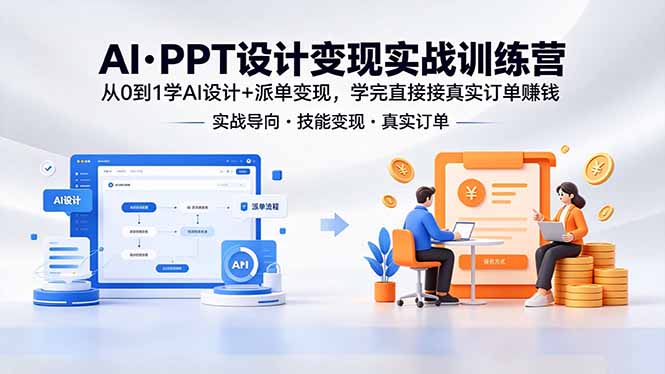 AI·PPT设计变现实战训练营,从0到1学AI设计+派单变现,学完直接接真实订单赚钱-卡益网激活码商城