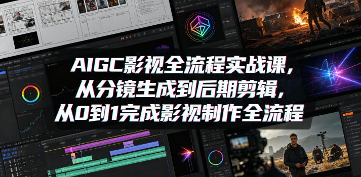 AIGC影视全流程实战课，从分镜生成到后期剪辑，从0到1完成影视制作全流程-卡益网激活码商城