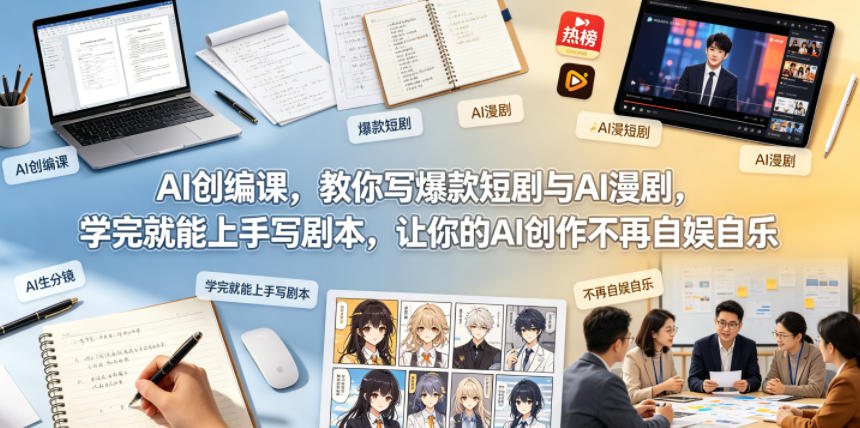AI创编课，教你写爆款短剧与AI漫剧，学完就能上手写剧本，让你的AI创作不再自娱自乐-卡益网激活码商城