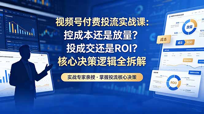 视频号付费投流实战课-5月：控成本还是放量？投成交还是ROI？核心决策逻辑全拆解-卡益网激活码商城