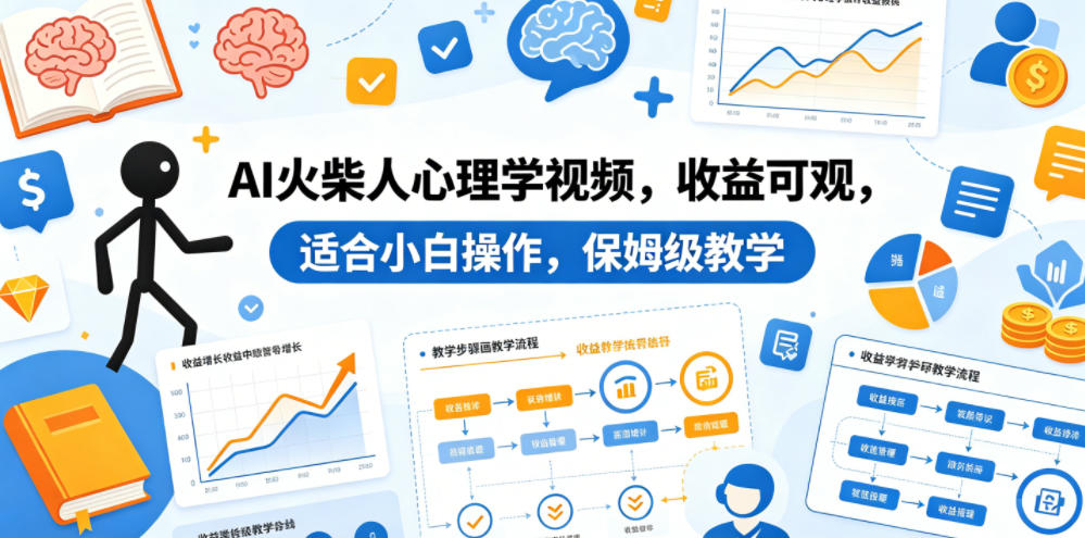 AI火柴人心理学视频，收益可观，适合小白操作，保姆级教学-卡益网激活码商城