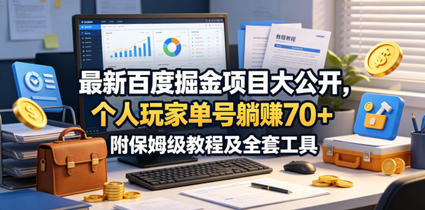 最新百度掘金项目大公开，个人玩家单号躺賺70+，附保姆级教程及全套工具【揭秘】-卡益网激活码商城