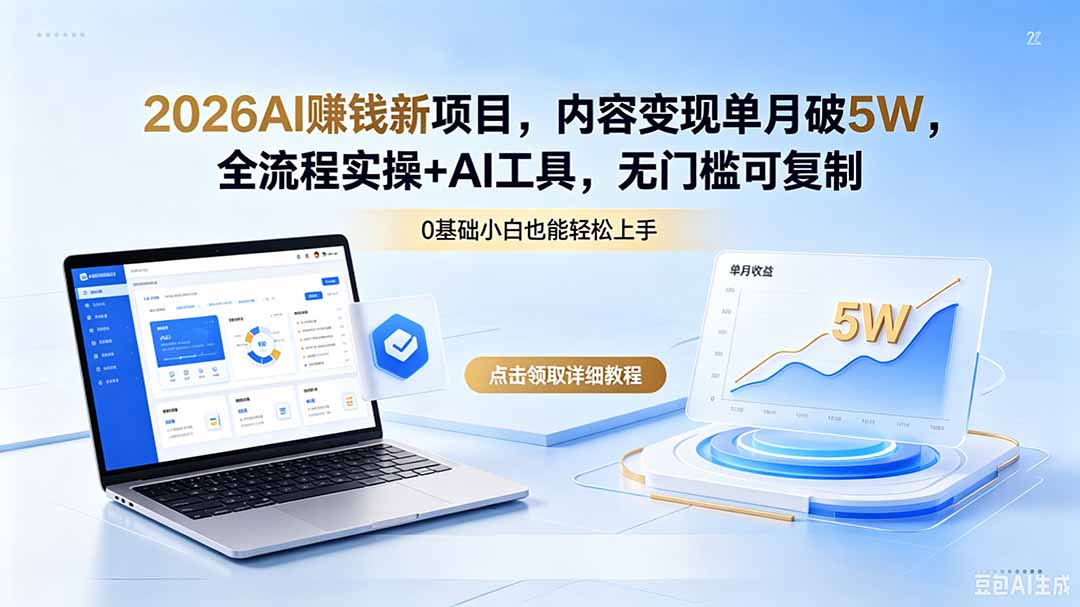2026AI赚钱新项目，内容变现单月破5W，全流程实操+AI工具，无门槛可复制-卡益网激活码商城