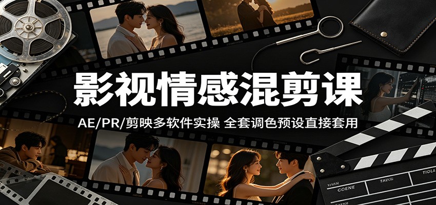 影视情感混剪课：AE/PR/剪映多软件实操，全套调色预设直接套用-卡益网激活码商城