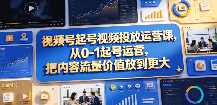视频号起号视频投放运营课，从0-1起号运营，把内容流量价值放到更大-卡益网激活码商城